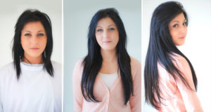 Extensions de cheveux 100% naturels avant après d'hairdreams quikkies chez Espace Coiffure et Esthétique Lausanne Vaud