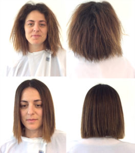 Lissage avec un soin à la kératine Lausanne Salon Espace Coiffure